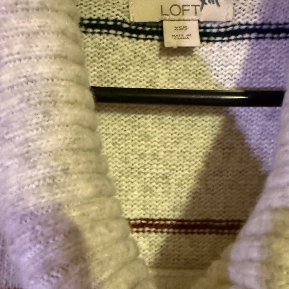 Loft Striped Turtleneck Sweater - Cream and Multicolor - Picture 4 of 8
